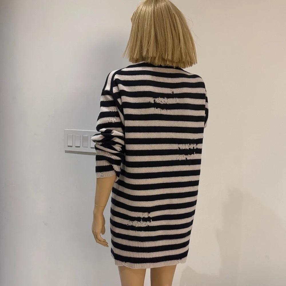 Dior Striped Sweater Dress - blue & white sz 4 50% wool and 50% cashmere - Picture 3 of 9